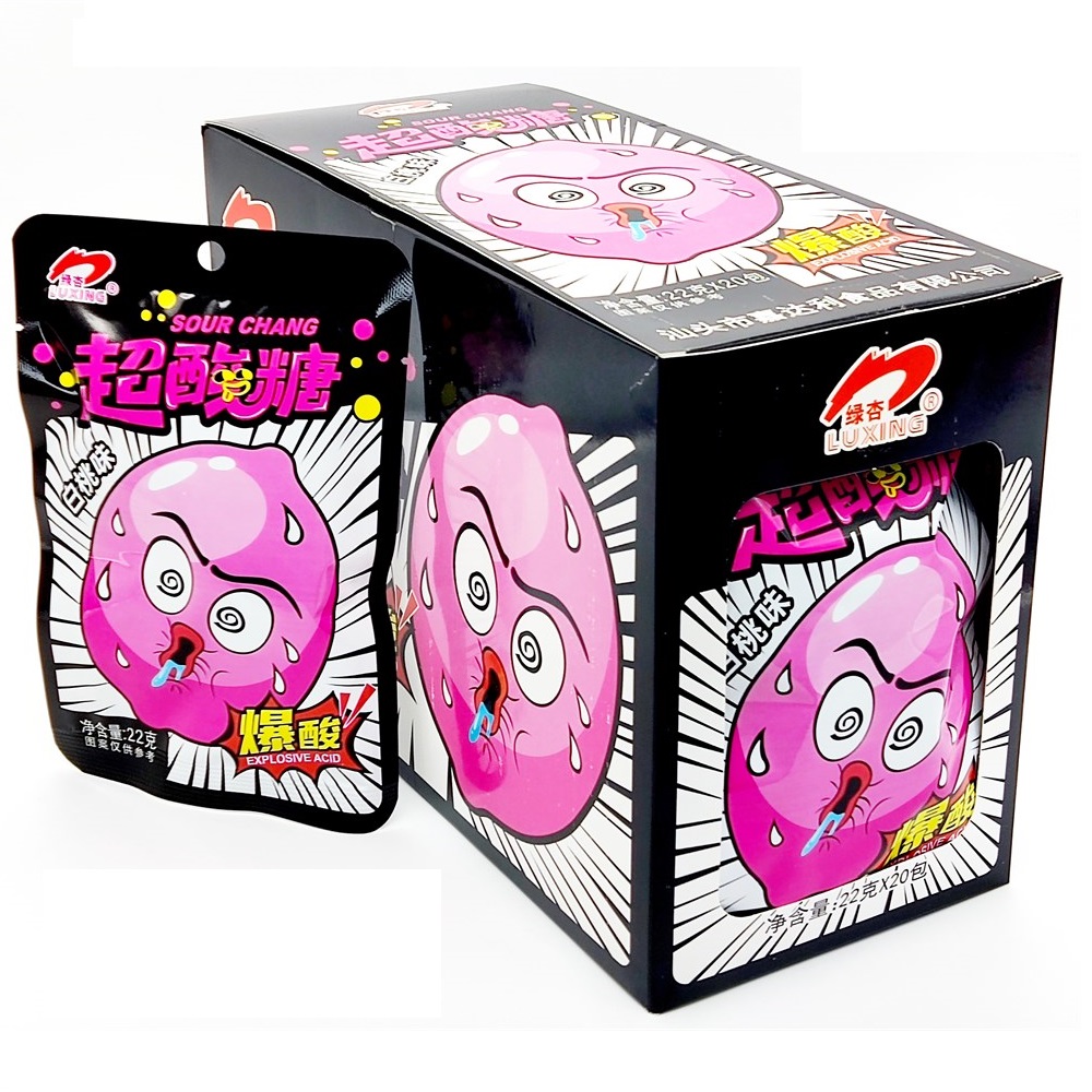 Кислые конфеты LUXING Sour Chang со вкусом белого персика, 22г.