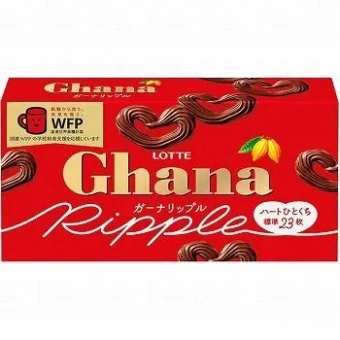 Lotte Шоколад в форме сердечек Ghana Ripple молочный, Lotte, 58 гр (23 шт х 2,52 гр)
